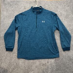 Under Armour Pullover Mens 2XL Blue Fleece Quarter Zip Athletic Training XXL